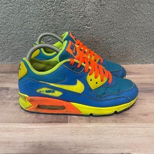 Nike Air Max 90 GS Blue Orange Yellow 307793 410 Size 6Y Women's 7.5 SHIPS ASAP